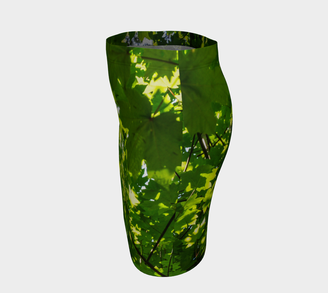 Canopy of Leaves Fitted Skirt by Roxy Hurtubise VanIsleGoddess.Com left side