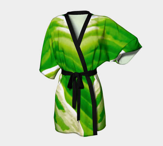 Hosta Green Kimono Robe Front