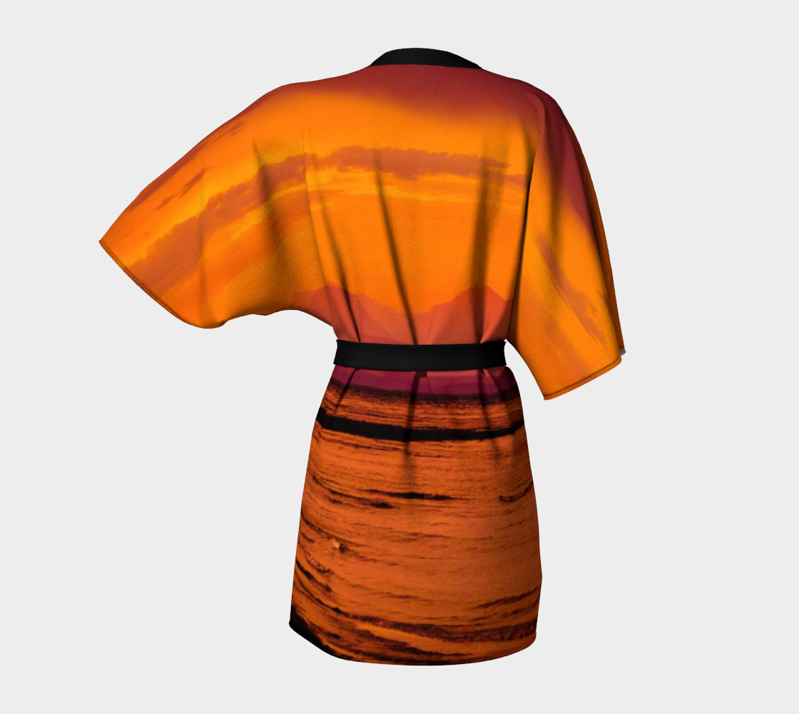 Saratoga Beach Sunset Vancouver Island Kimono Robe Back by Van Isle Goddess