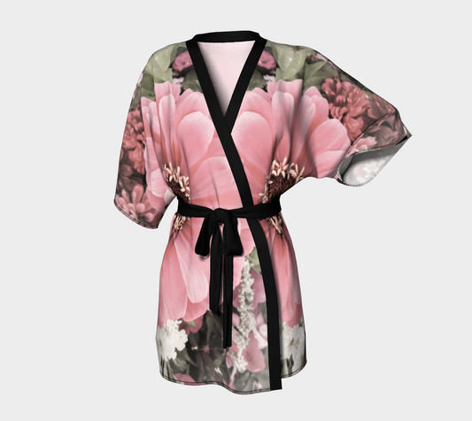 Floral Delight Kimono Robe Front by www.VanIsleGoddess.Com