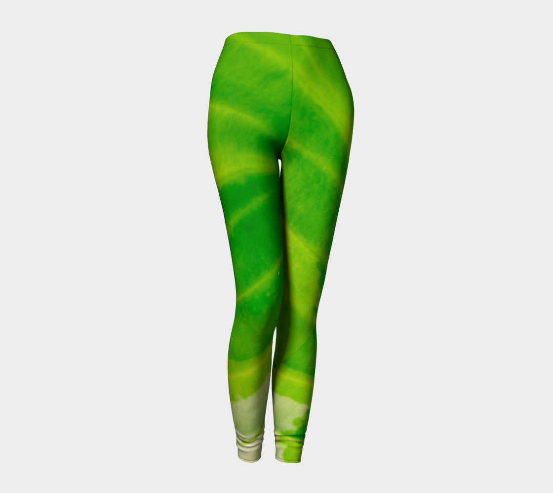Hosta Green Leggings by Roxy Hurtubise front