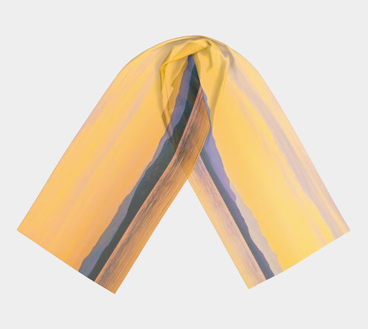 Magic Morning Long Scarf  Wear as a scarf, shawl or as a head wrap.  Use for home decor as a wall hanging, also makes fabulous Wedding Party Gifts!    Artwork printed on 100% polyester lightweight fabric.    Choose from three different fabrics polychiffon, satin charmeuse and matte crepe.    Machined baby rolled edge hem finish.  Choose from 2 sizes:    10" x 45"    16" x 72" by Roxy Hurtubise Vanislegoddess.com
