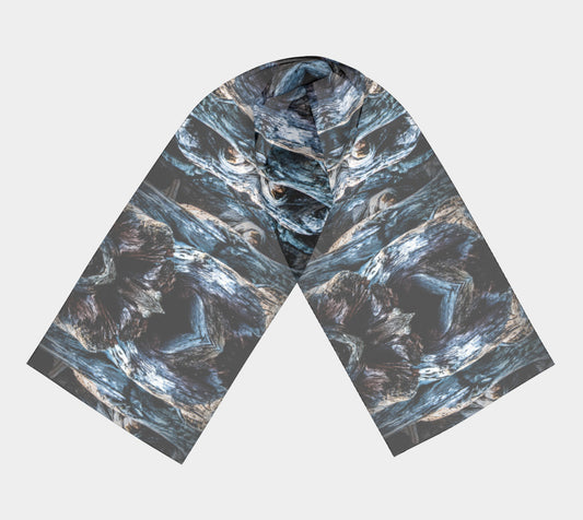 Driftwood Long Scarf  Wear as a scarf, shawl or as a head wrap.  Use for home decor as a wall hanging, also makes fabulous Wedding Party Gifts!    Artwork printed on 100% polyester lightweight fabric.    Choose from three different fabrics polychiffon, satin charmeuse and matte crepe.    Machined baby rolled edge hem finish.  Choose from 2 sizes:    10" x 45"    16" x 72" by vanislegoddess.com
