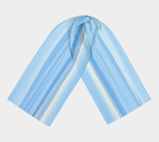 Ocean Blue Long Scarf  Wear as a scarf, shawl or as a head wrap.  Use for home decor as a wall hanging, also makes fabulous Wedding Party Gifts!    Artwork printed on 100% polyester lightweight fabric.    Choose from three different fabrics polychiffon, satin charmeuse and matte crepe.    Machined baby rolled edge hem finish.  Choose from 2 sizes:    10" x 45"    16" x 72" by Roxy Hurtubise vanislegoddess.com