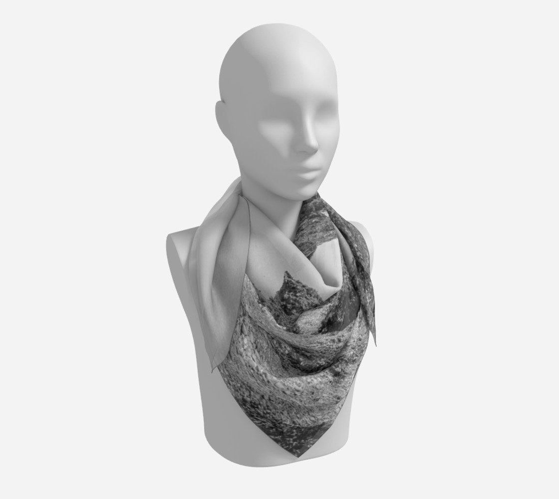 Big Beach Ucluelet Square Scarf  Wear as a scarf or a shawl, use for home decor as a wall hanging, also makes a fabulous Wedding Party Gifts!    Artwork printed on 100% polyester lightweight fabric.  Choose from three different fabrics polychiffon, satin charmeuse and matte crepe.  Machined baby rolled edge hem finish.  Choose from 3 sizes:    16" x 16"  Perfect size for Men's Pocket Square  26" x 26"  36" x 36" by VanIsleGoddess.com