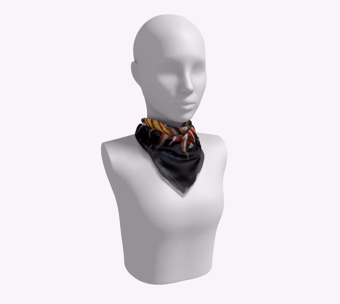 Sun Mask 16 inch Square Scarf Worn around the neck by vanislegoddess.com