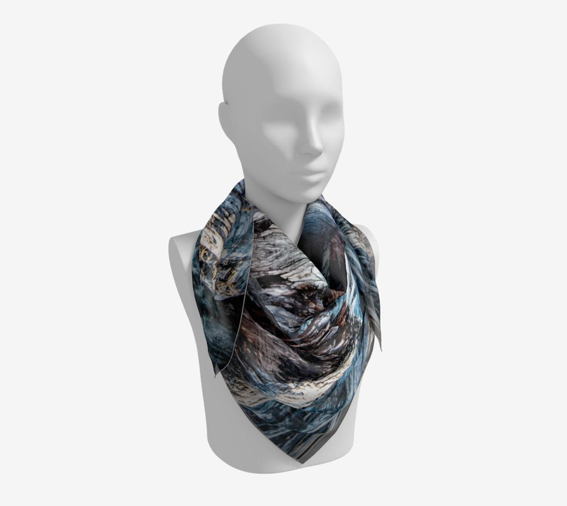 36" Driftwood Square Scarf  Wear as a scarf or a shawl, use for home decor as a wall hanging, also makes a fabulous Wedding Party Gifts!    Artwork printed on 100% polyester lightweight fabric.  Choose from three different fabrics polychiffon, satin charmeuse and matte crepe.  Machined baby rolled edge hem finish.  Choose from 3 sizes:    16" x 16"  Perfect size for Men's Pocket Square  26" x 26"  36" x 36" by Vanislegoddess.com