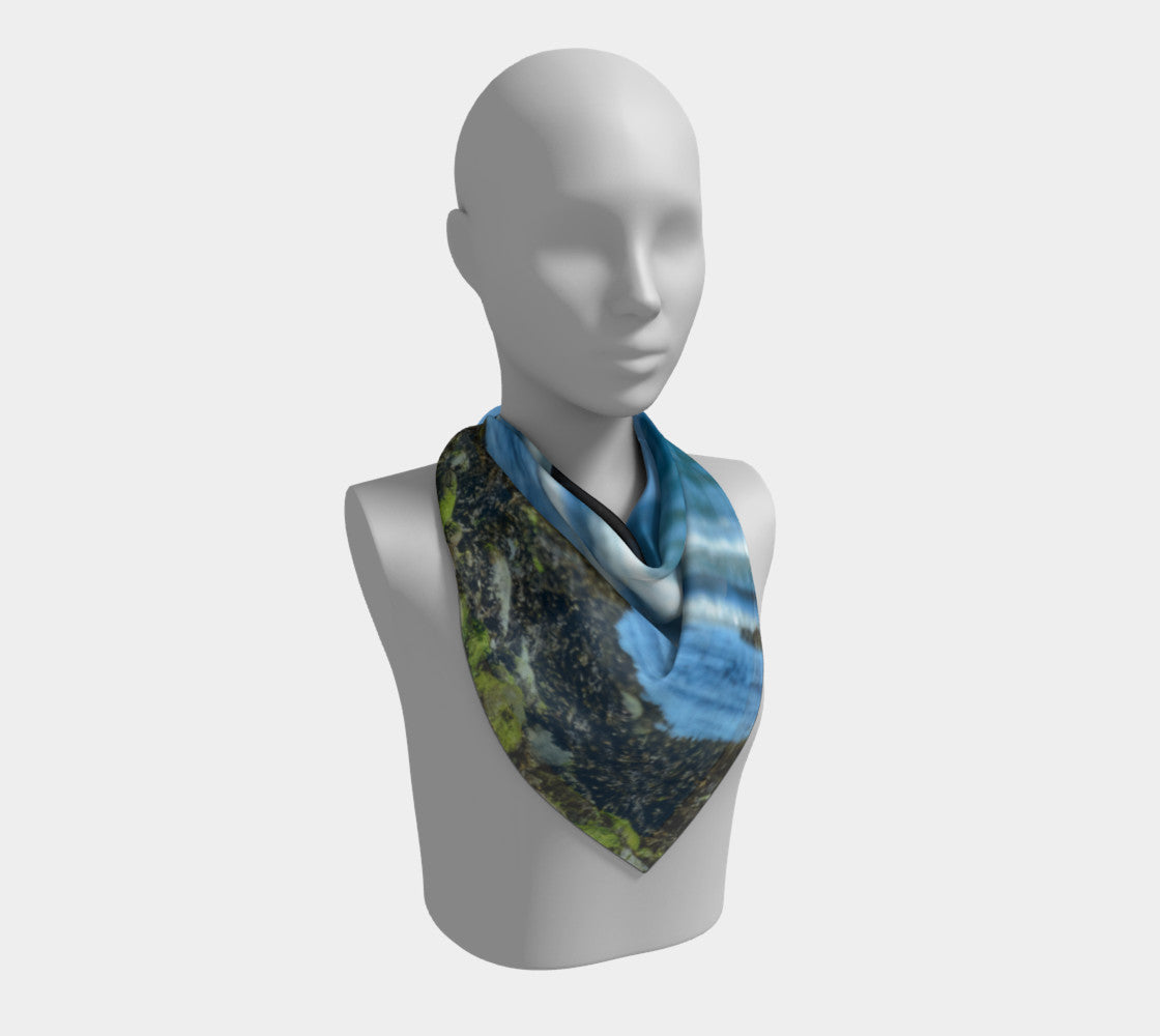 26" Fly Like An Eagle Square Scarf  worn around the neck.