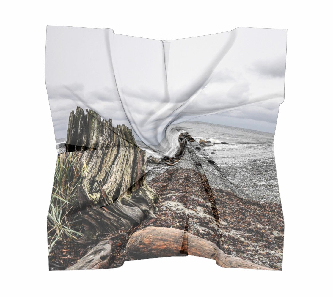 Gray Day Square Scarf  Wear as a scarf or a shawl, use for home decor as a wall hanging, also makes a fabulous Wedding Party Gifts!    Artwork printed on 100% polyester lightweight fabric.  Choose from three different fabrics polychiffon, satin charmeuse and matte crepe.  Machined baby rolled edge hem finish.  Choose from 3 sizes:    16" x 16"  Perfect size for Men's Pocket Square  26" x 26"  36" x 36" by vanislegoddess.com
