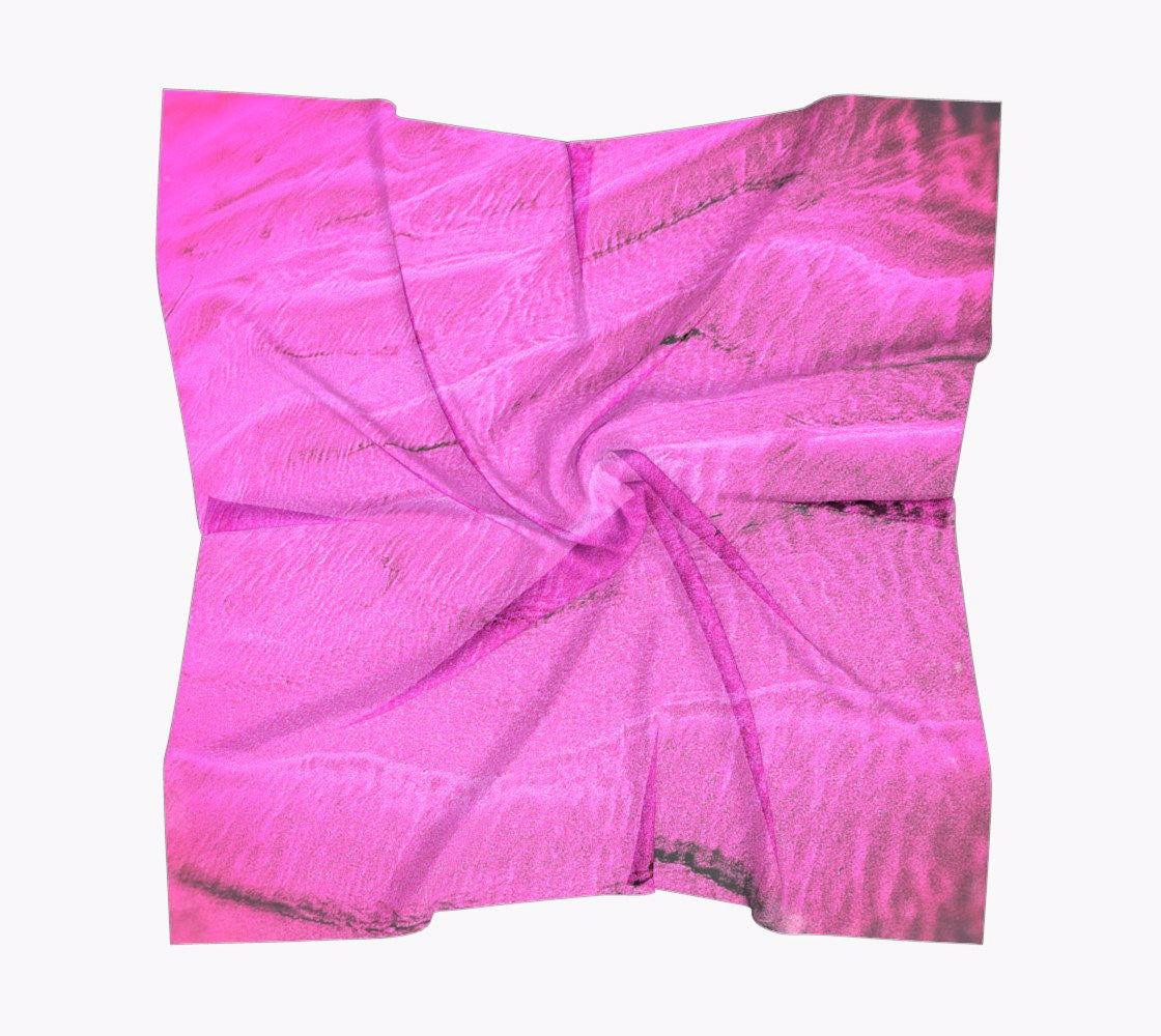 Pink Sand Square Scarf  Wear as a scarf or a shawl, use for home decor as a wall hanging, also makes a fabulous Wedding Party Gifts!    Artwork printed on 100% polyester lightweight fabric.  Choose from three different fabrics polychiffon, satin charmeuse and matte crepe.  Machined baby rolled edge hem finish.  Choose from 3 sizes:    16" x 16"  Perfect size for Men's Pocket Square  26" x 26"  36" x 36" by vanislegoddess.com