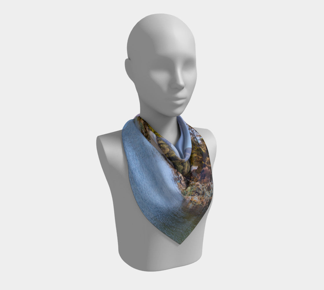 Tofino Inlet 26 inch Square Scarf Worn around the neck by vanislegoddess.com