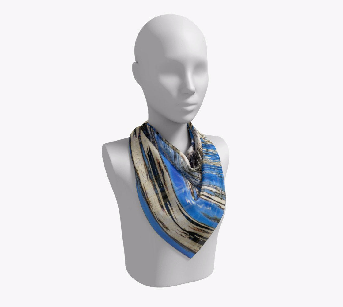 Seal of Blue 26 inch Square Scarf Worn around the neck by vanislegoddess.com