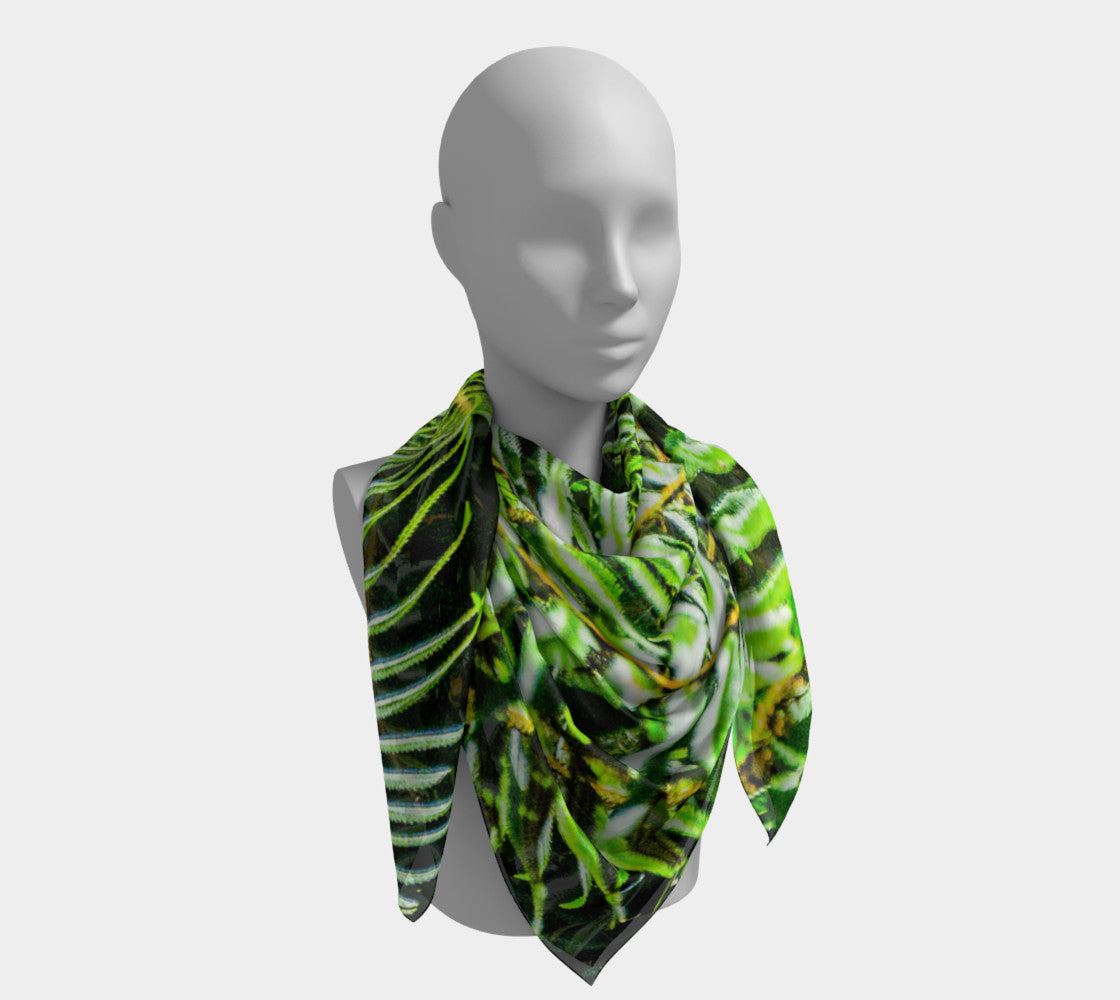Rainforest 50  inch Square Scarf Worn around the neck by vanislegoddess.com