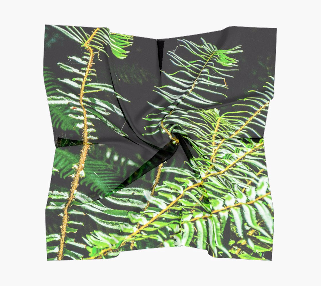 Rainforest Square Scarf  Wear as a scarf or a shawl, use for home decor as a wall hanging, also makes a fabulous Wedding Party Gifts!    Artwork printed on 100% polyester lightweight fabric.  Choose from three different fabrics polychiffon, satin charmeuse and matte crepe.  Machined baby rolled edge hem finish.  Choose from 3 sizes:    16" x 16"  Perfect size for Men's Pocket Square  26" x 26"  36" x 36" by vanislegoddess.com