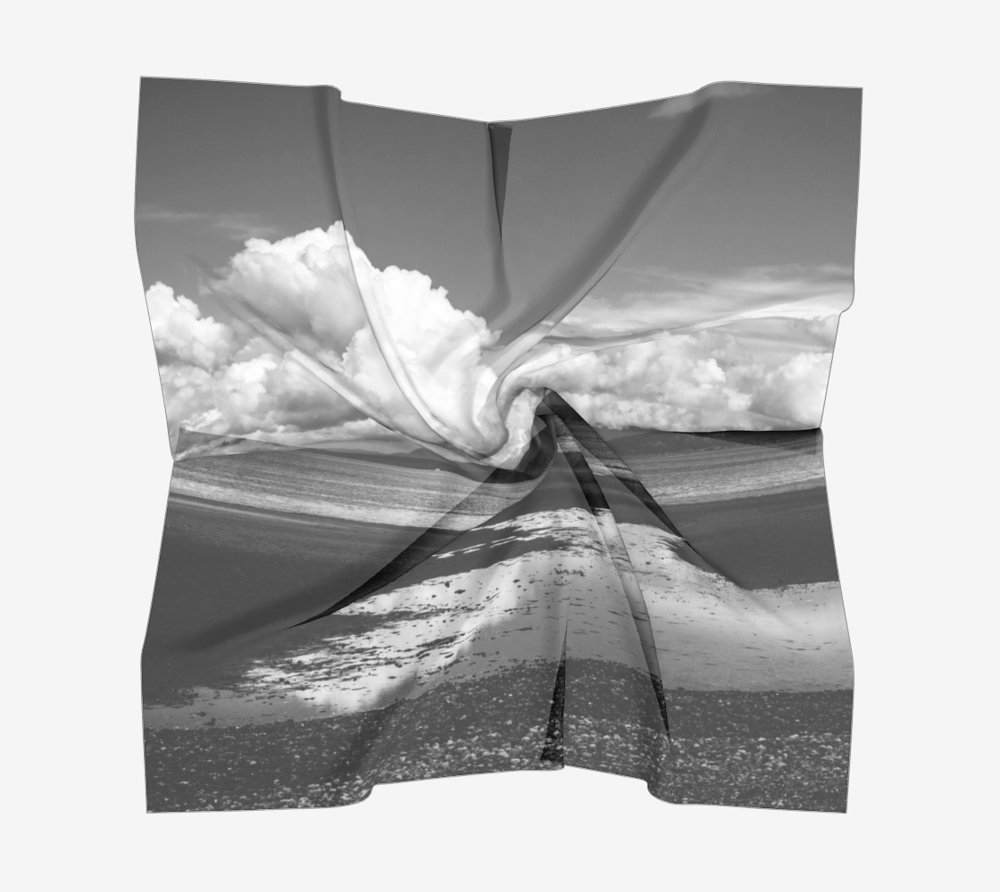 Parksville Beach Square Scarf  Wear as a scarf or a shawl, use for home decor as a wall hanging, also makes a fabulous Wedding Party Gifts!    Artwork printed on 100% polyester lightweight fabric.  Choose from three different fabrics polychiffon, satin charmeuse and matte crepe.  Machined baby rolled edge hem finish.  Choose from 3 sizes:    16" x 16"  Perfect size for Men's Pocket Square  26" x 26"  36" x 36" by Roxy Hurtubise Vanislegoddess.com