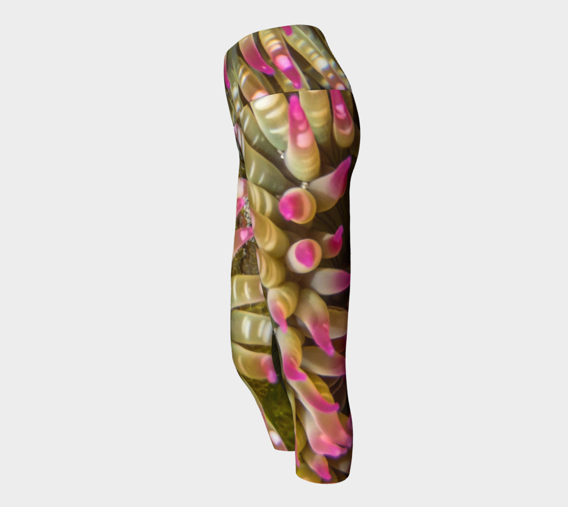 Enchanted Sea Anemone Yoga Capris by Roxy Hurtubise VanIsleGoddess.Com Side