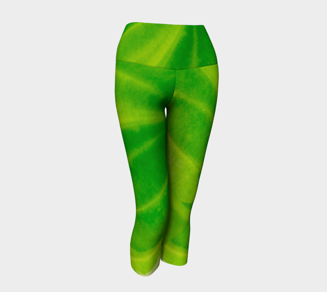 Hosta Green Yoga Capris by Roxy Hurtubise VanIsleGoddess.Com Front