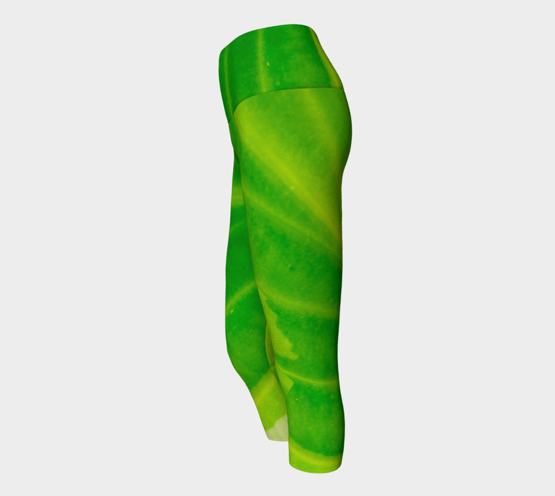 Hosta Green Yoga Capris by Roxy Hurtubise VanIsleGoddess.Com Side