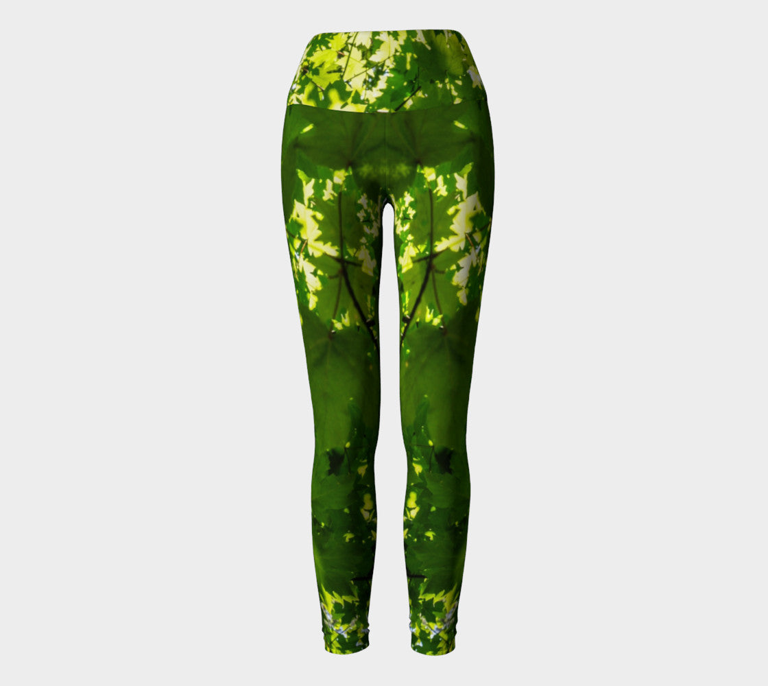 Canopy of Leaves Yoga Leggings by Roxy Hurtubise VanIsleGoddess.Com Full front