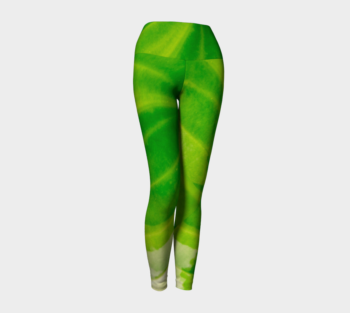 Hosta Green Yoga Leggings by Roxy Hurtubise VanIsleGoddess.Com Front