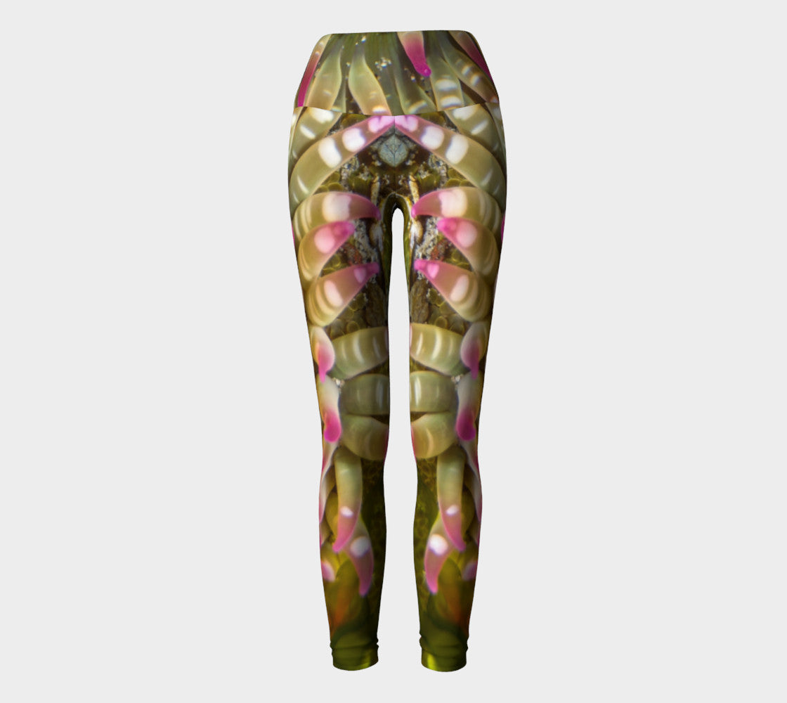Enchanted Sea Anemone Yoga Leggings by Roxy Hurtubise VanIsleGoddess.Com Full Front