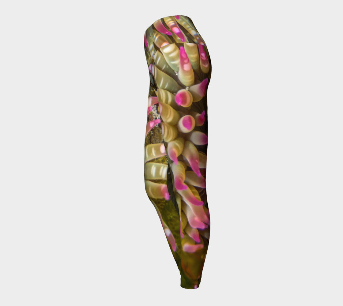 Enchanted Sea Anemone Yoga Leggings by Roxy Hurtubise VanIsleGoddess.Com  Side 