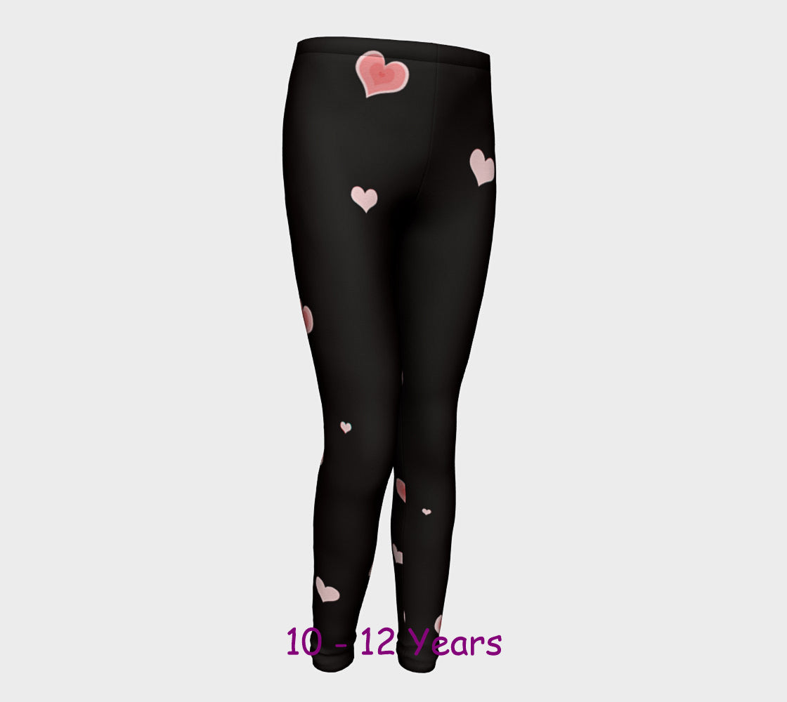 Hearts In the Night Youth Leggings  Van Isle Goddess youth leggings for ages 4 - 12.  Makes a great gift idea from Vancouver Island!