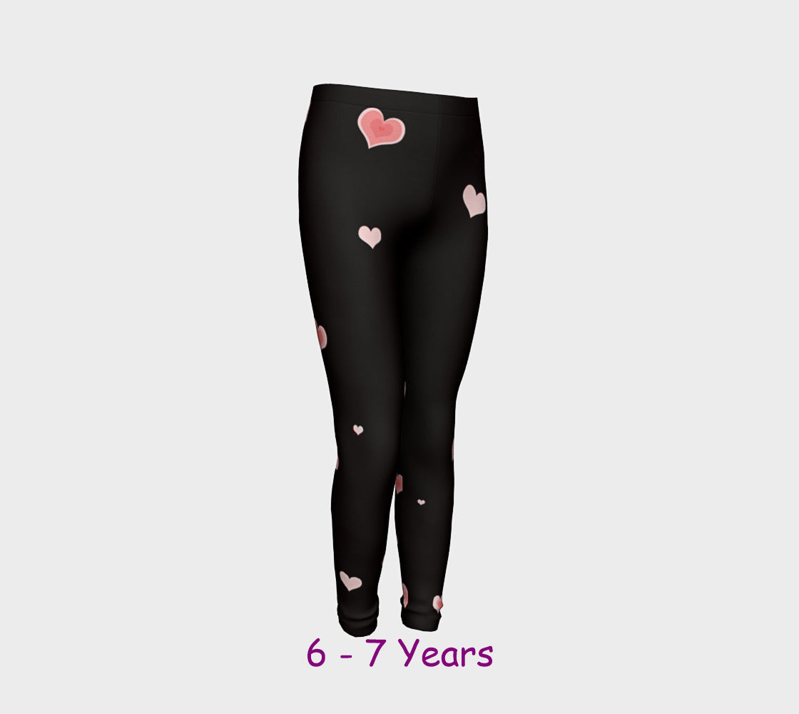 Hearts In the Night Youth Leggings  Van Isle Goddess youth leggings for ages 4 - 12.  Makes a great gift idea from Vancouver Island!