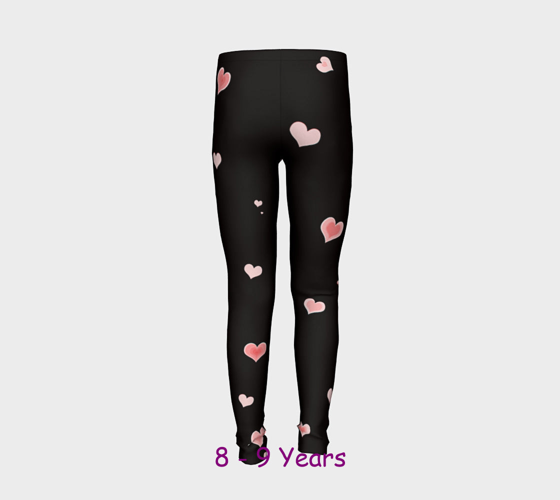Hearts In the Night Youth Leggings  Van Isle Goddess youth leggings for ages 4 - 12.  Makes a great gift idea from Vancouver Island!