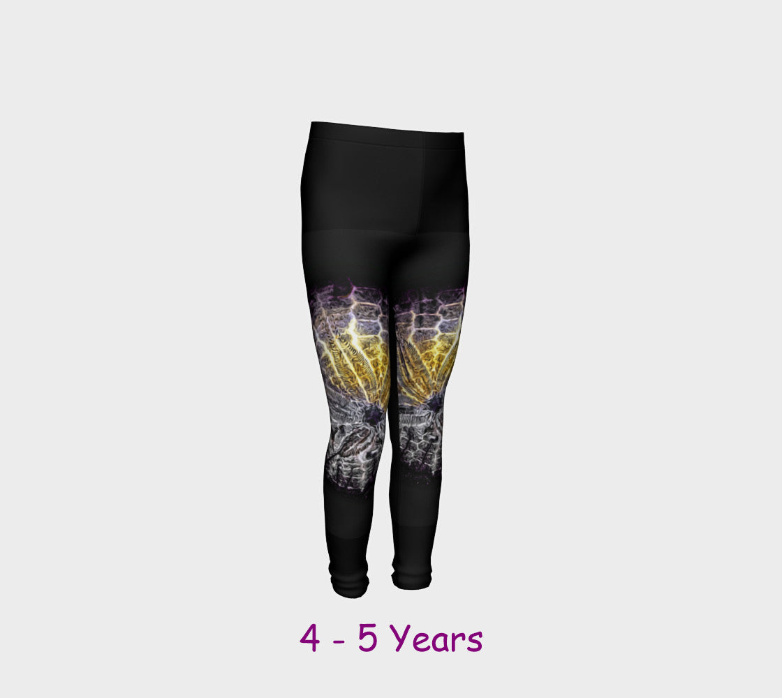 Sand Dollar Spotlight Youth Leggings  Van Isle Goddess youth leggings for ages 4 - 12.  Makes a great gift idea from Vancouver Island! by Roxy Hurtubise vanislegoddess.com