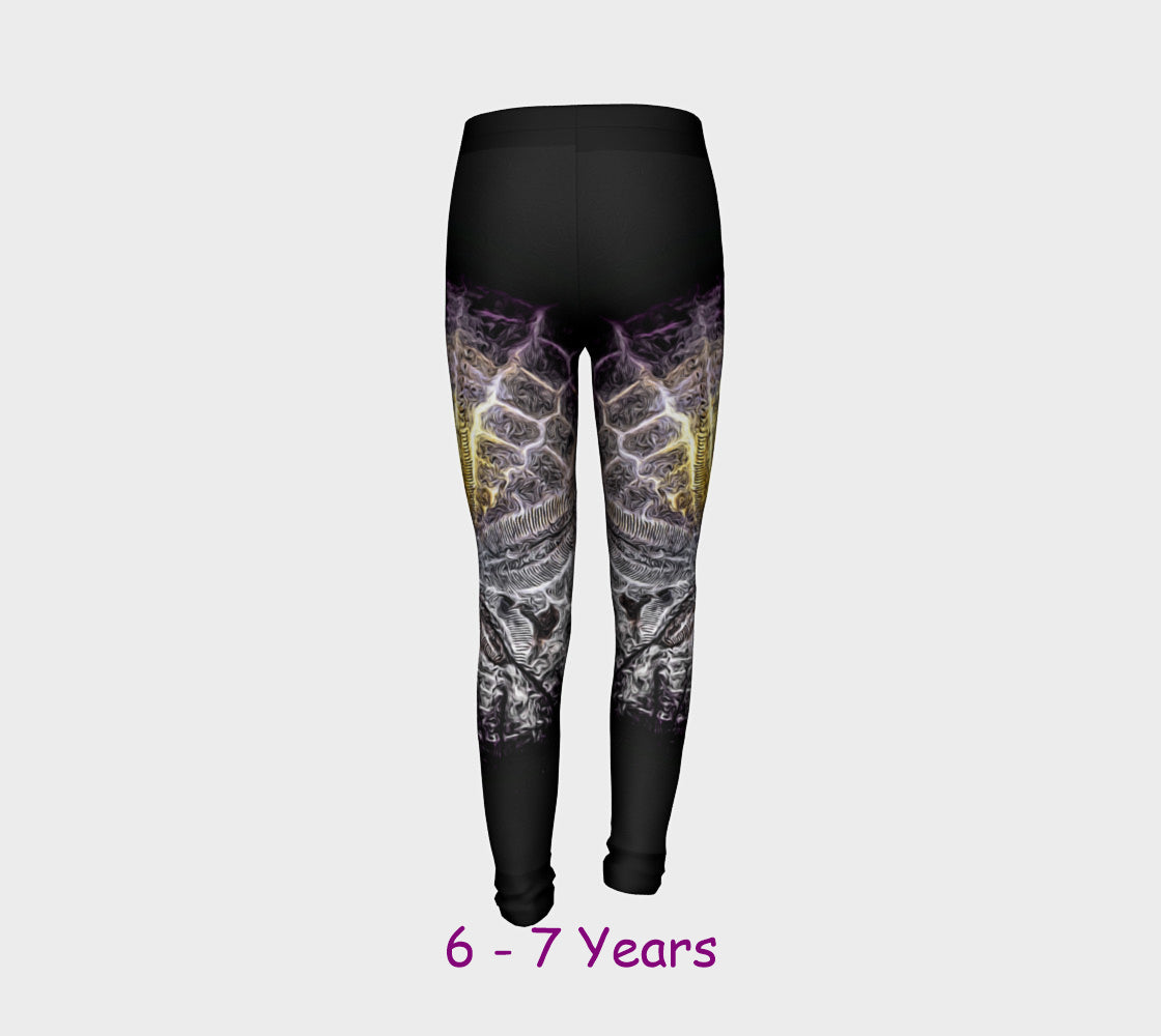 Sand Dollar Spotlight Youth Leggings  Van Isle Goddess youth leggings for ages 4 - 12.  Makes a great gift idea from Vancouver Island! by Roxy Hurtubise vanislegoddess.com