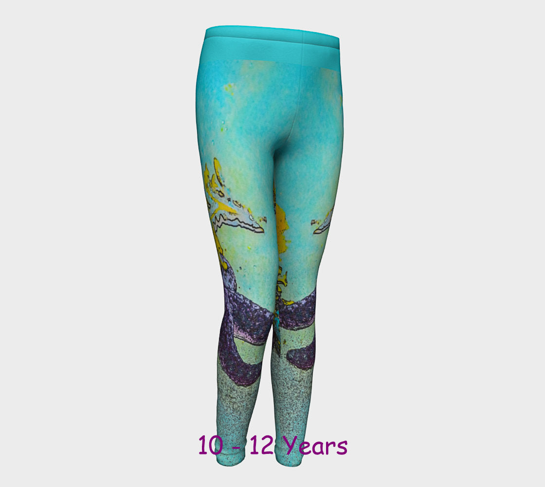 Starfish Paradise Youth Leggings  Van Isle Goddess youth leggings for ages 4 - 12.  Makes a great gift idea from Vancouver Island! by Roxy Hurtubise vanislegoddess.com