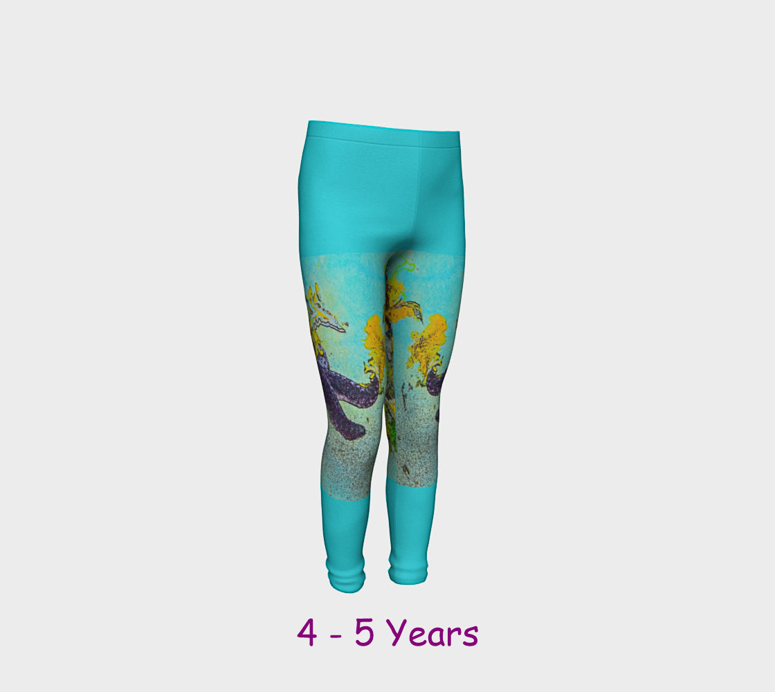 Starfish Paradise Youth Leggings  Van Isle Goddess youth leggings for ages 4 - 12.  Makes a great gift idea from Vancouver Island! by Roxy Hurtubise vanislegoddess.com