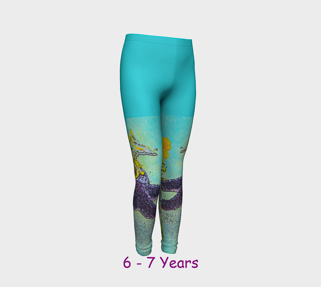 Starfish Paradise Youth Leggings  Van Isle Goddess youth leggings for ages 4 - 12.  Makes a great gift idea from Vancouver Island! by Roxy Hurtubise vanislegoddess.com