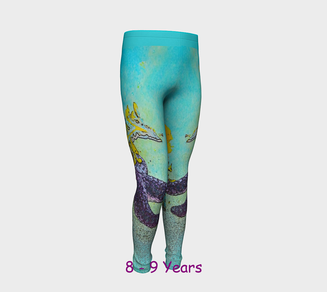 Starfish Paradise Youth Leggings  Van Isle Goddess youth leggings for ages 4 - 12.  Makes a great gift idea from Vancouver Island! by Roxy Hurtubise vanislegoddess.com